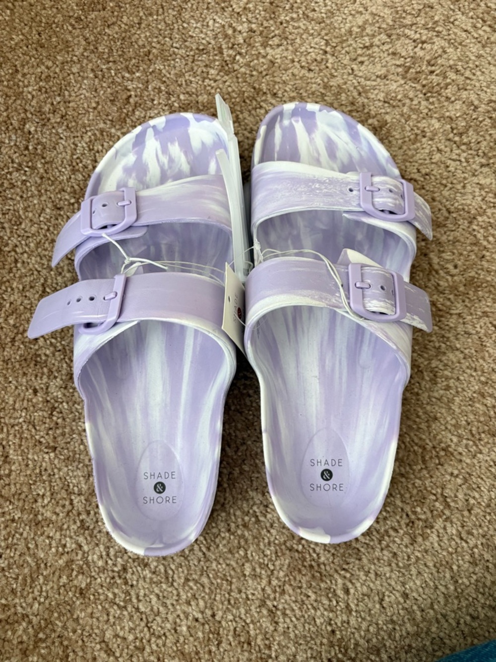 Target size 10 Lavender Marble Birkenstock-style Slide Sandals